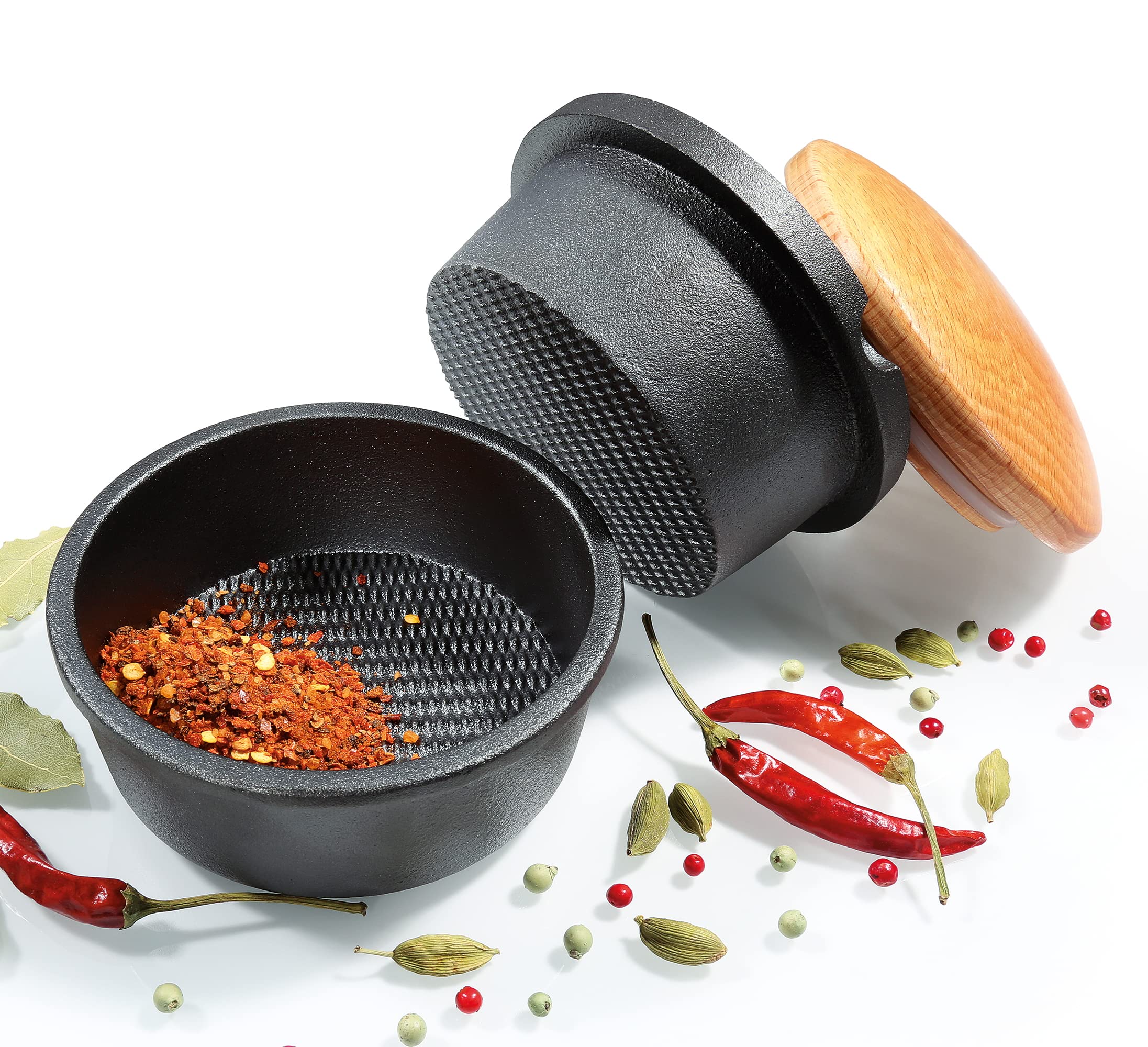 Amazon.co.jp: Zassenhaus 鋳鉄スパイスグラインダーセット ブナ材の蓋